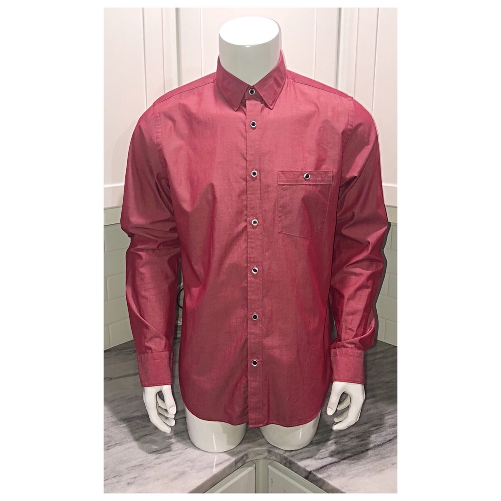 Express Mens Fitted Dress Shirt Medium M Red EUC